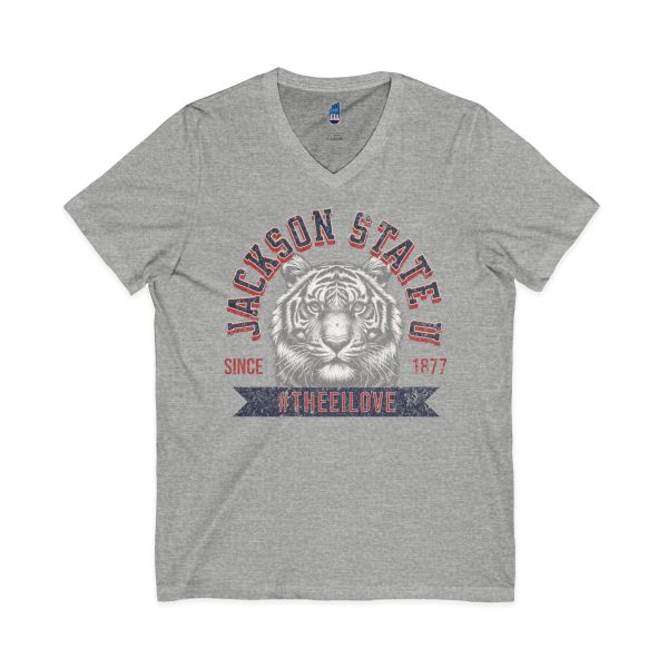 13261610763213328689_2048.jpeg Jackson State Univ #TheeILove Men's Red Jersey Short Sleeve V-Neck Tee
