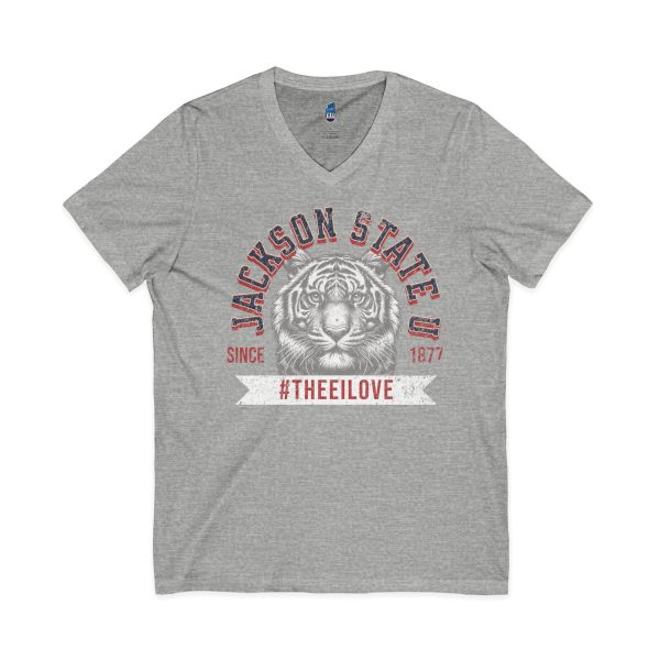 14375222330065748353_2048-5.jpeg Jackson State Univ #TheeILove Men's White Jersey Short Sleeve V-Neck Tee