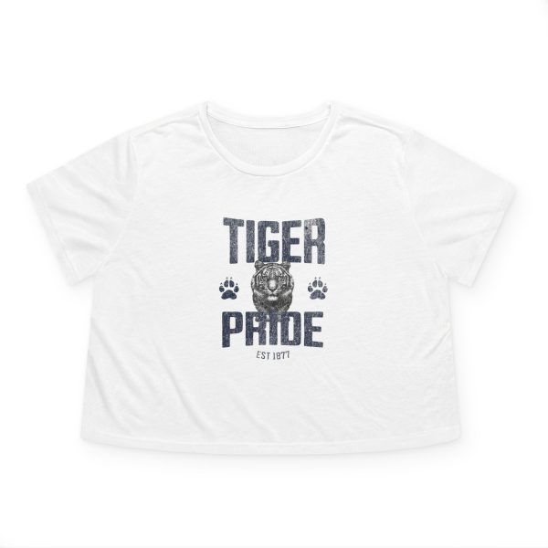 Tiger Pride Tigerhead Navy Women's Flowy Cropped Tee