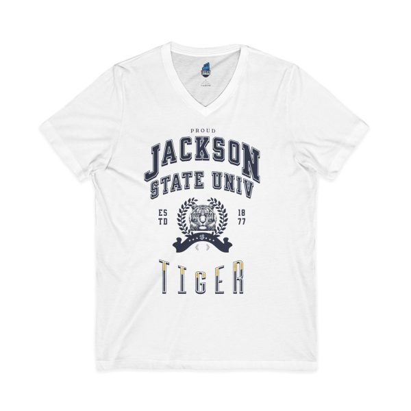18278343033401134025_2048.jpeg Proud Jackson State Univ Tiger Men's Navy Jersey Short Sleeve V-Neck Tee
