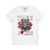 18406122096800232557_2048.jpeg #TheeILove Jackson State U Tigerhead Men's Red Jersey Short Sleeve V-Neck Tee