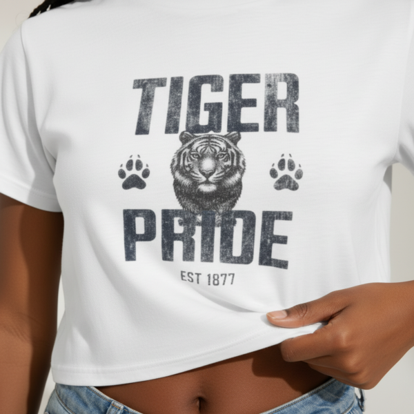 Tiger Pride Tigerhead Navy Women's Flowy Cropped Tee