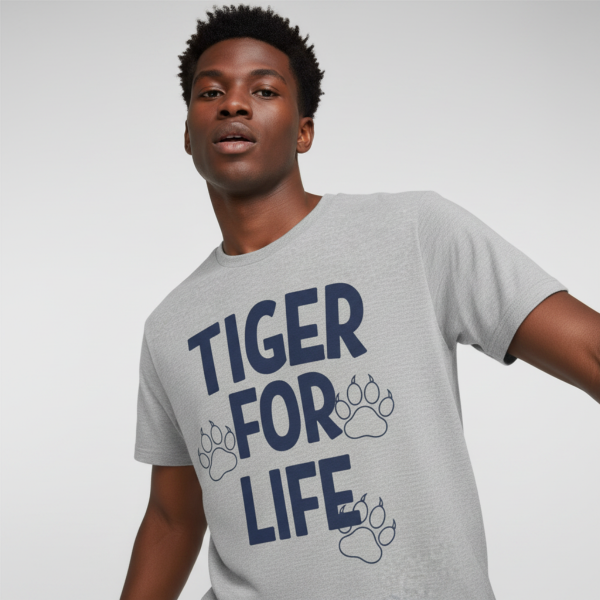 Tiger For Life Paws Men's Navy Jersey Short Sleeve Tee