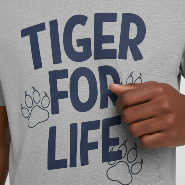 Tiger For Life Paws Men's Navy Jersey Short Sleeve Tee