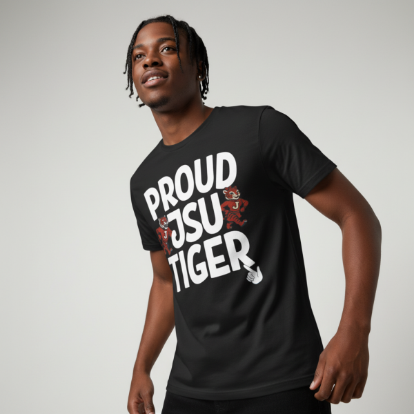 20260812133222-1f196523-fcaa-6056-83e6-0606c6bf4932.png Proud JSU Tiger Mascots Men's White Jersey Short Sleeve Tee