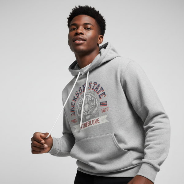 Jackson State Univ #TheeILove Men's White Fleece Pullover Hoodie