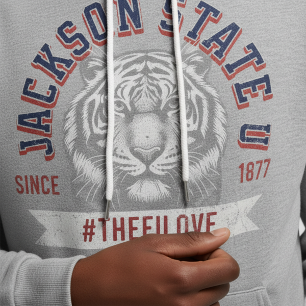Jackson State Univ #TheeILove Men's White Fleece Pullover Hoodie