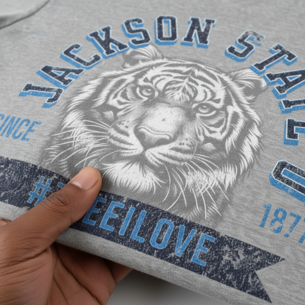 20260812155146-1f19665b-9062-65d6-af95-06557b82bb99.png Jackson State Univ #TheeILove Men's Navy Jersey Short Sleeve V-Neck Tee