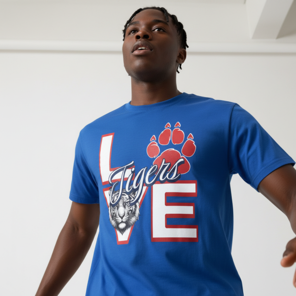 Love Tigers Varsity Men's Black Jersey Short Sleeve Tee