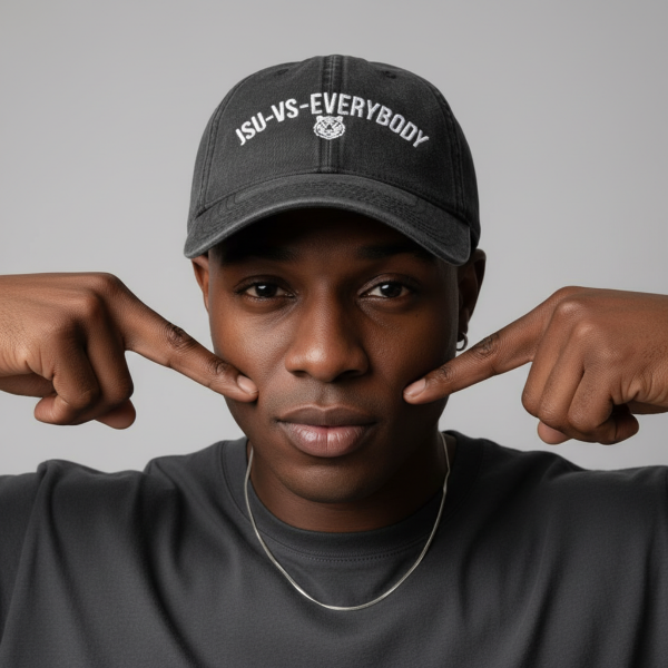 JSU vs Everybody Tiger White Embroidered Vintage Dad Cap