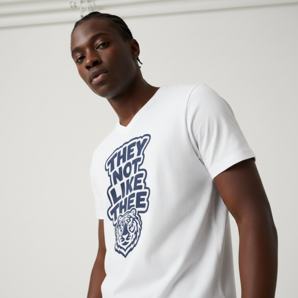 20260815153813-1f198bf5-3648-6d88-accb-3211cb125f92.png They Not Like Thee Tiger Navy Men's Jersey Short Sleeve V-Neck Tee