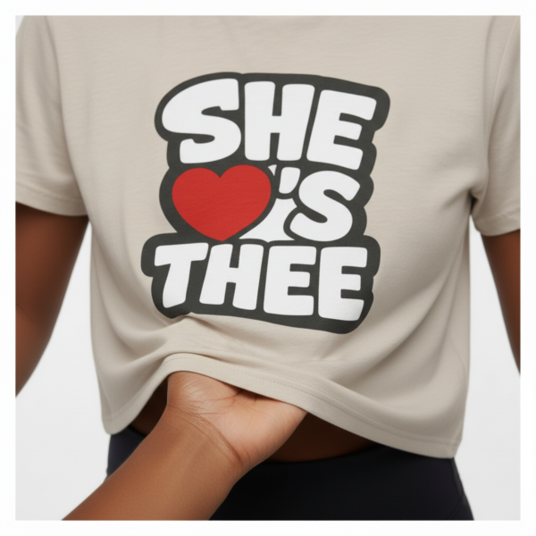 20260815164519-1f198c8b-3074-6c2c-a9ac-fede7b257618.png She Heart's Thee White Women's Cropped Tee