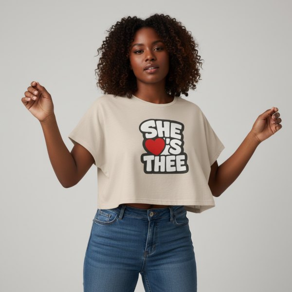 20260815164519-1f198c8b-30d8-6434-9426-fac98f5a4faf.png She Heart's Thee White Women's Cropped Tee