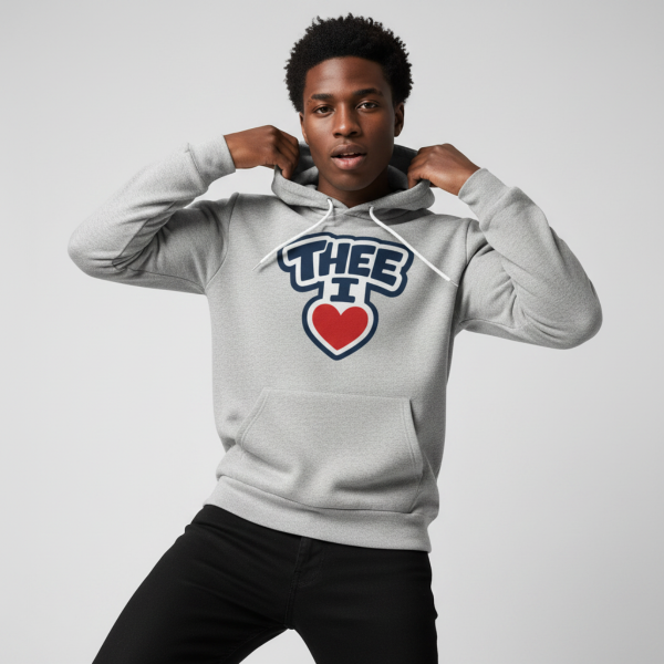 Thee I Heart Men's Block Navy Fleece Pullover Hoodie