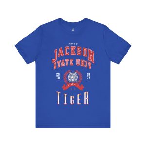 Proud Jackson State Univ Tiger Men's Red Jersey Short Sleeve Tee