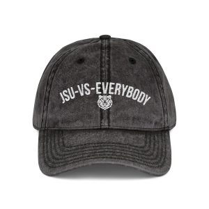 5906615786494438839_2048.jpeg JSU vs Everybody Tiger White Embroidered Vintage Dad Cap