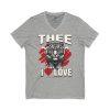5929149544453196812_2048.jpeg #TheeILove Jackson State U Tigerhead Men's Red Jersey Short Sleeve V-Neck Tee