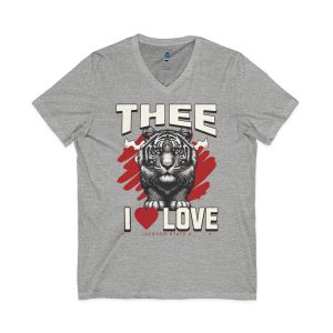 5929149544453196812_2048.jpeg #TheeILove Jackson State U Tigerhead Men's Red Jersey Short Sleeve V-Neck Tee