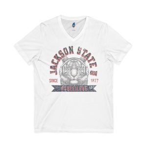 6305314447427387533_2048.jpeg Jackson State Univ #TheeILove Men's Red Jersey Short Sleeve V-Neck Tee