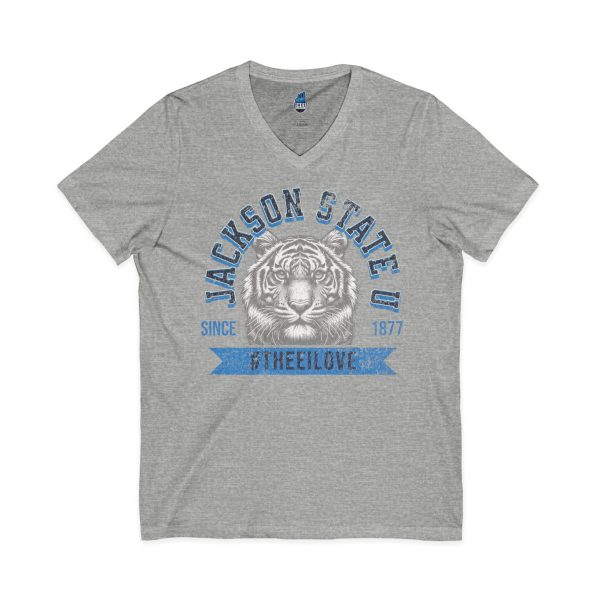 6315139826982904724_2048.jpeg Jackson State Univ #TheeILove Men's Baby Blue Jersey Short Sleeve V-Neck Tee