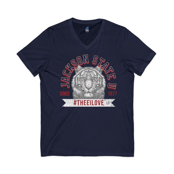 6404234498374264654_2048-5.jpeg Jackson State Univ #TheeILove Men's White Jersey Short Sleeve V-Neck Tee