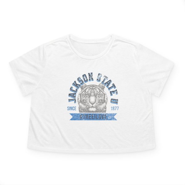 Jackson State Univ #TheeILove Women's Baby Blue Women's Flowy Cropped Tee