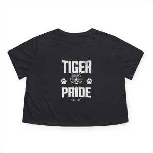 Tiger Pride Tigerhead White Women's Flowy Cropped Tee