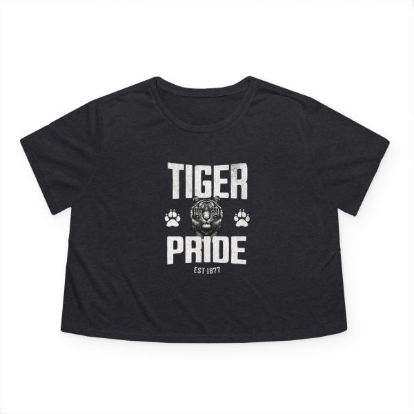 Tiger Pride Tigerhead White Women's Flowy Cropped Tee
