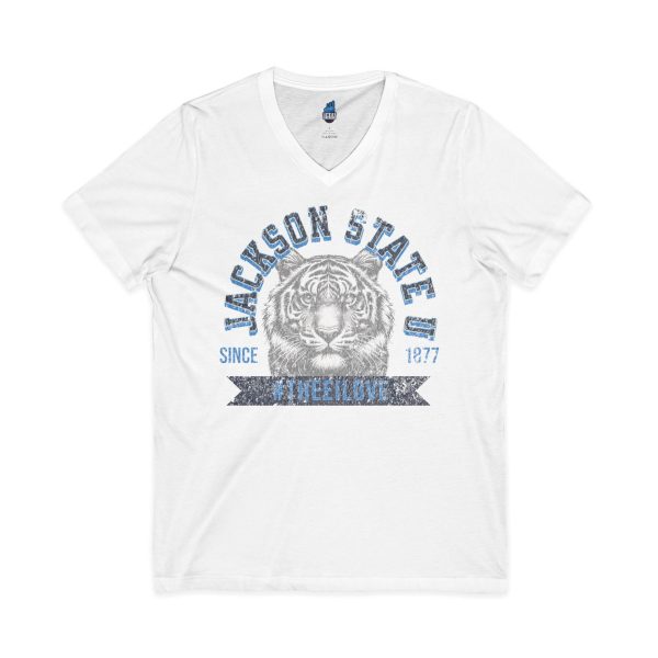 9148489962208033422_2048.jpeg Jackson State Univ #TheeILove Men's Navy Jersey Short Sleeve V-Neck Tee